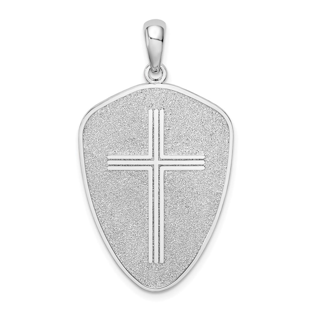 Sterling Silver De-Ani Cross Shield Joshua 1:9 Reverse Pendant