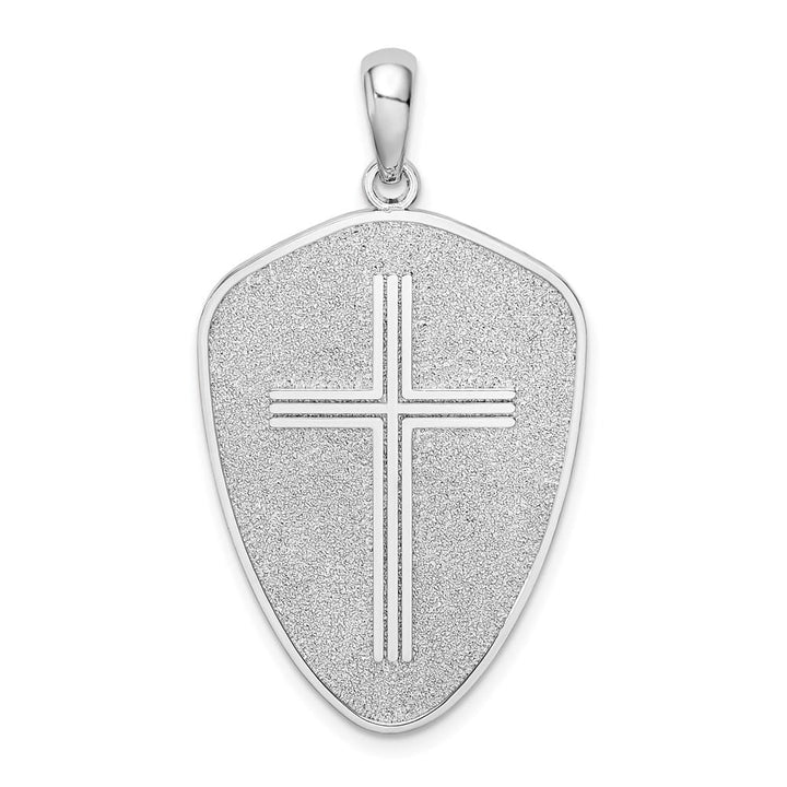 Sterling Silver De-Ani Cross Shield Joshua 1:9 Reverse Pendant