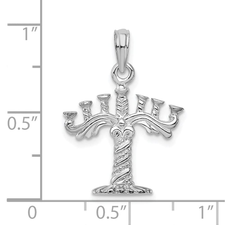 Sterling Silver De-Ani Polished and Textured 3-D Menorah Pendant