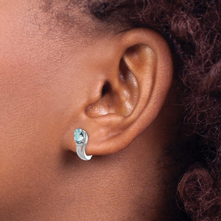 Sterling Silver Dia. Hinged Earrings, view 3 of 8