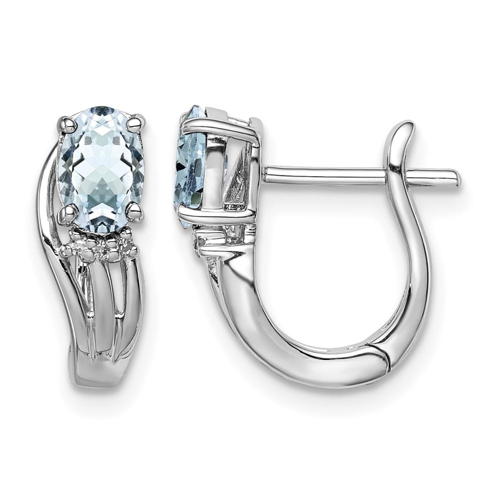 Sterling Silver Dia. Hinged Earrings, view 1 of 8