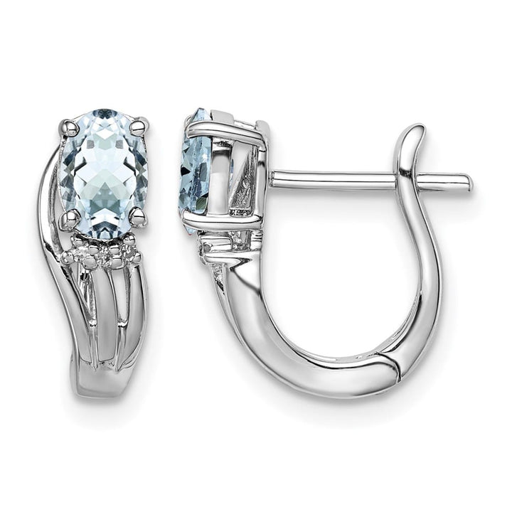 Sterling Silver Dia. Hinged Earrings, view 1 of 8