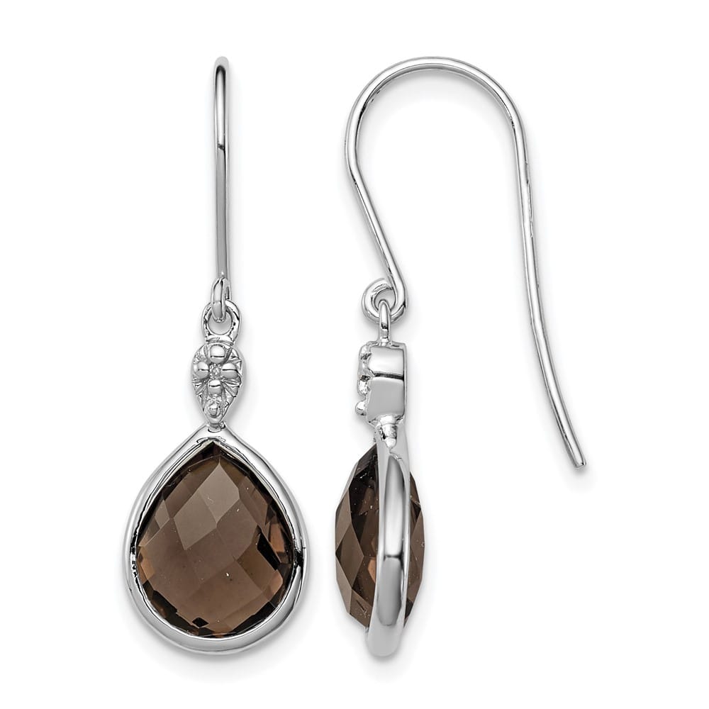 Sterling Silver Diamond 29 x 9 mm Earrings, view 5 of 8