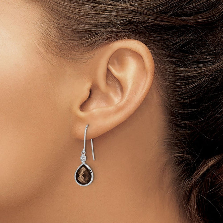 Sterling Silver Diamond 29 x 9 mm Earrings, view 7 of 8