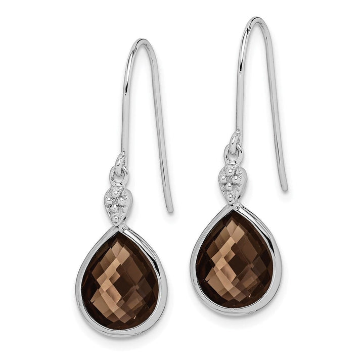 Sterling Silver Diamond 29 x 9 mm Earrings, view 6 of 8