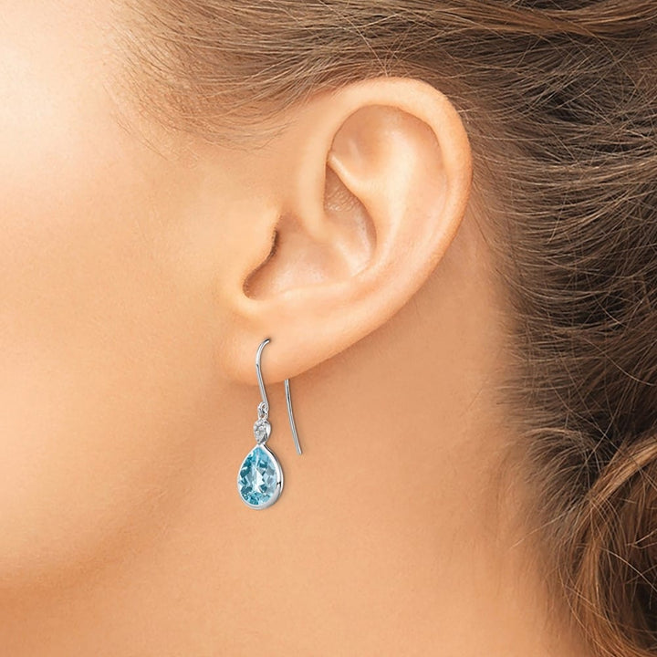 Sterling Silver Diamond 29 x 9 mm Earrings, view 3 of 8