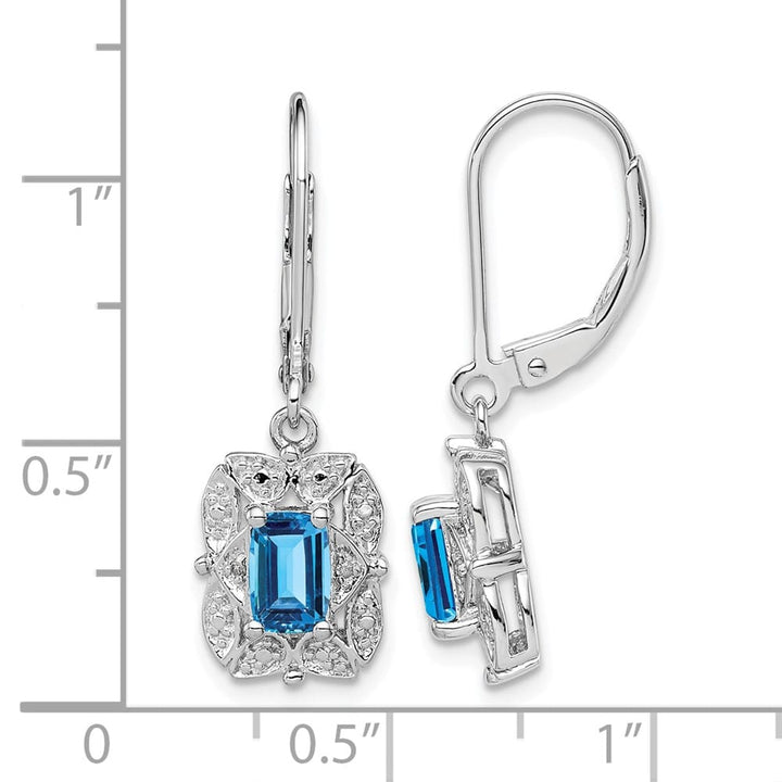 Sterling Silver Diamond 30 x 9 mm Earrings, view 8 of 16
