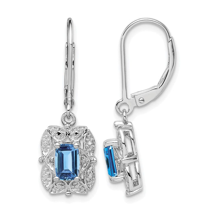 Sterling Silver Diamond 30 x 9 mm Earrings, view 5 of 16