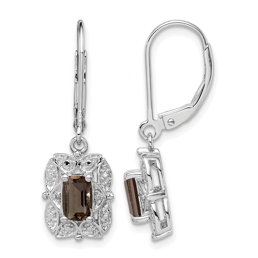 Sterling Silver Diamond 30 x 9 mm Earrings, view 13 of 16