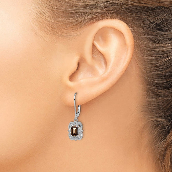 Sterling Silver Diamond 30 x 9 mm Earrings, view 15 of 16