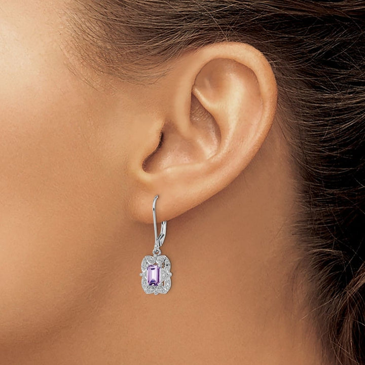 Sterling Silver Diamond 30 x 9 mm Earrings, view 11 of 16