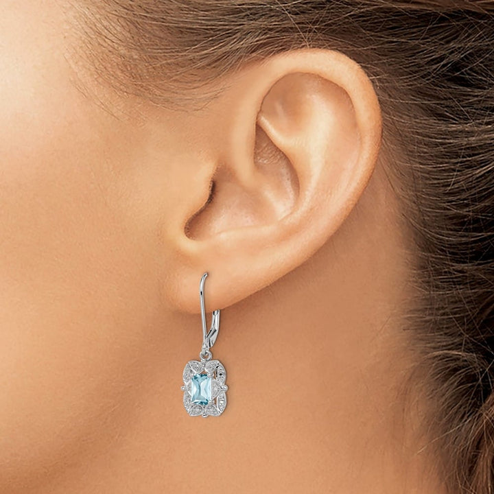 Sterling Silver Diamond 30 x 9 mm Earrings, view 7 of 16