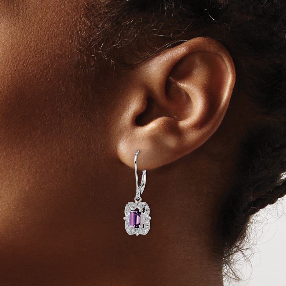 Sterling Silver Diamond 30 x 9 mm Earrings, view 3 of 16