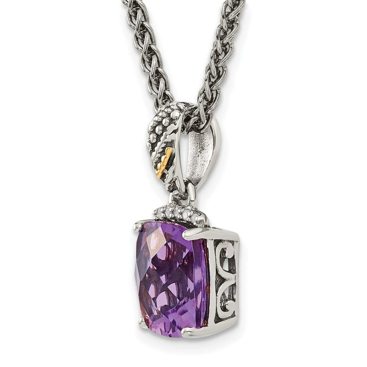 Sterling Silver Diamond Amethyst 18 inch Necklace