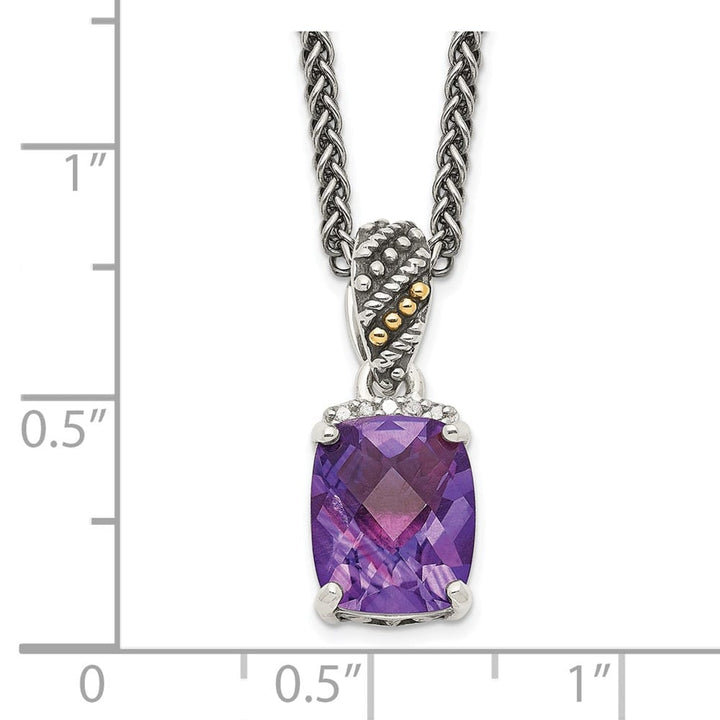 Sterling Silver Diamond Amethyst 18 inch Necklace