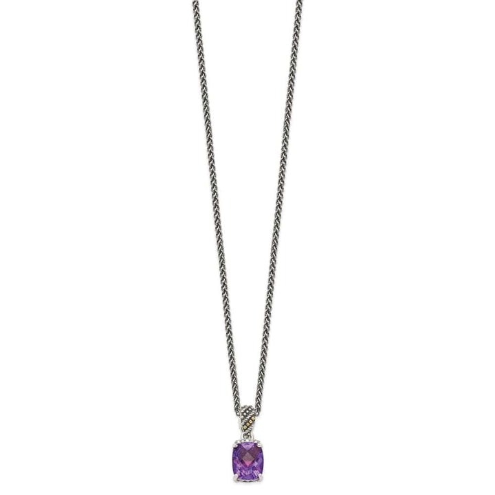 Sterling Silver Diamond Amethyst 18 inch Necklace