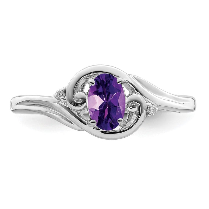 Sterling Silver Diamond & Amethyst Ring
