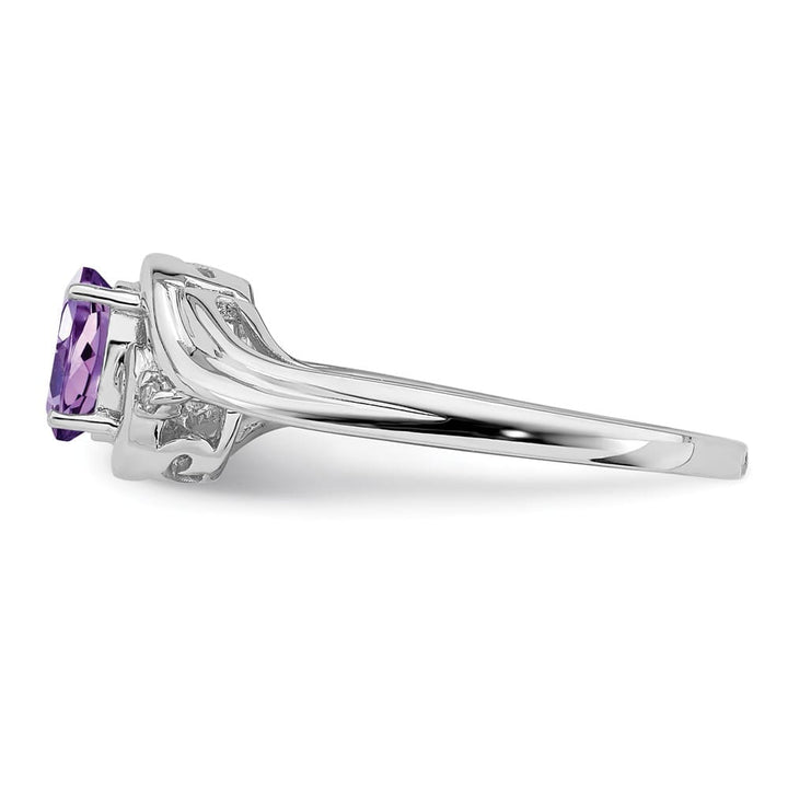 Sterling Silver Diamond & Amethyst Ring