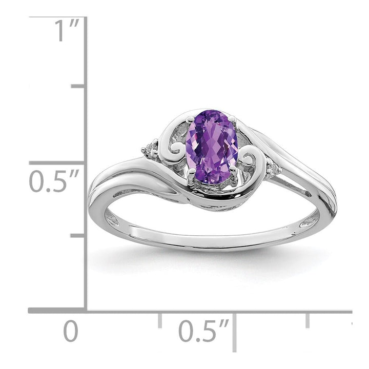 Sterling Silver Diamond & Amethyst Ring