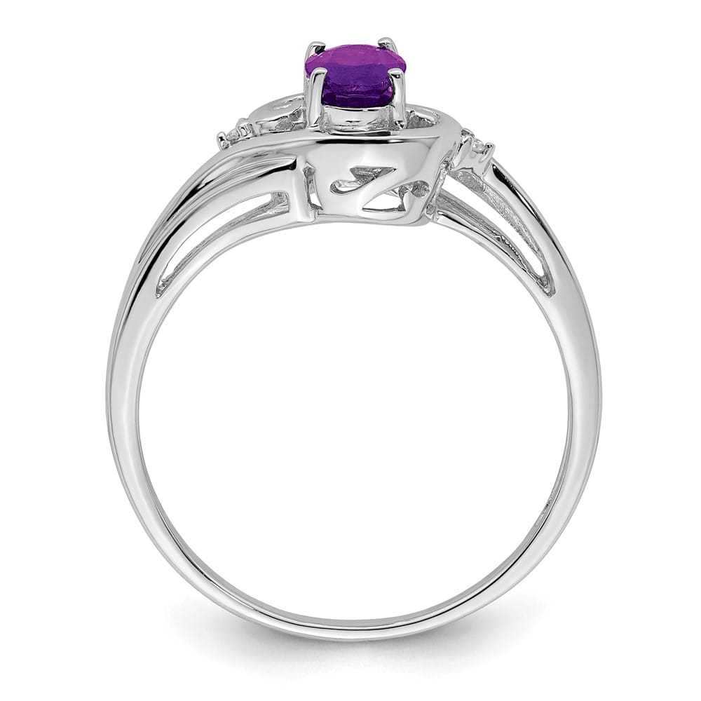 Sterling Silver Diamond & Amethyst Ring