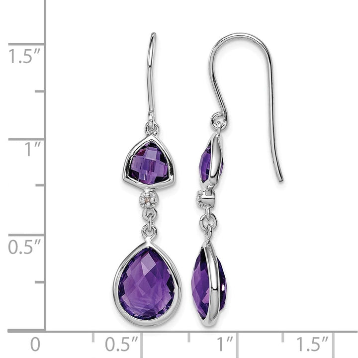 Sterling Silver Diamond and Amethyst Dangle Earrings, view 4 of 4