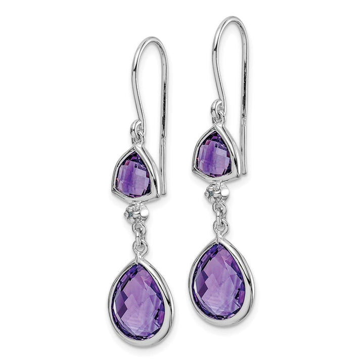 Sterling Silver Diamond and Amethyst Dangle Earrings, view 2 of 4