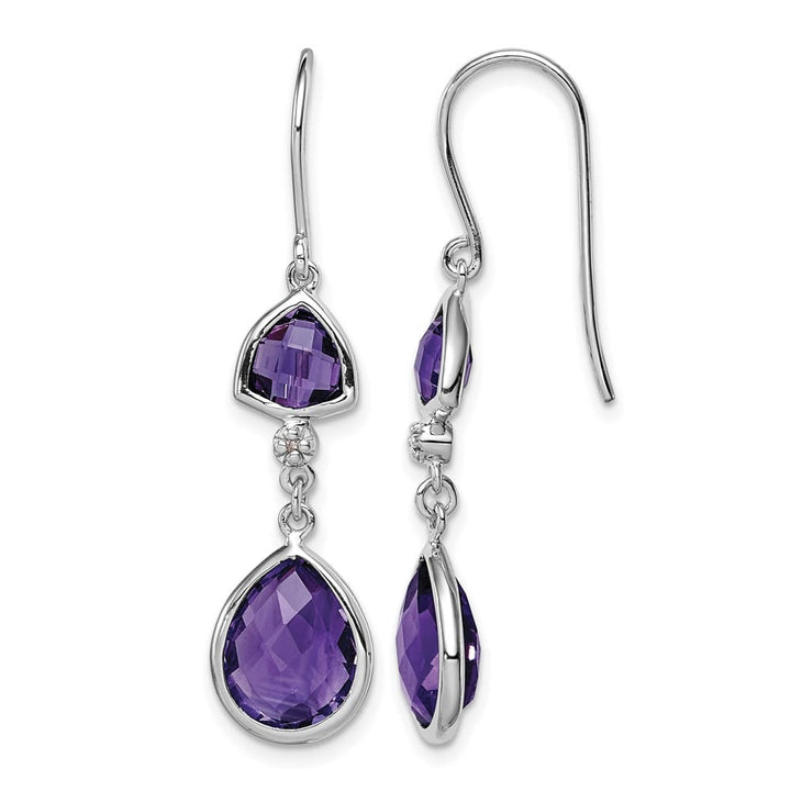 Sterling Silver Diamond and Amethyst Dangle Earrings, view 1 of 4