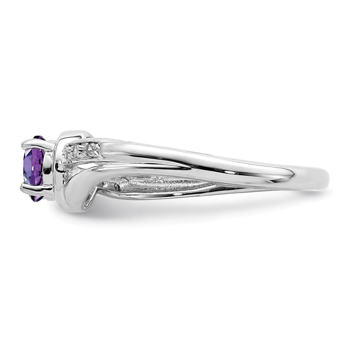 Sterling Silver Diamond and Amethyst Round Ring