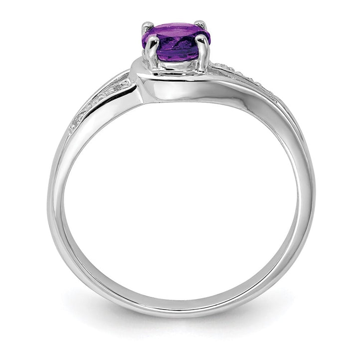 Sterling Silver Diamond and Amethyst Round Ring