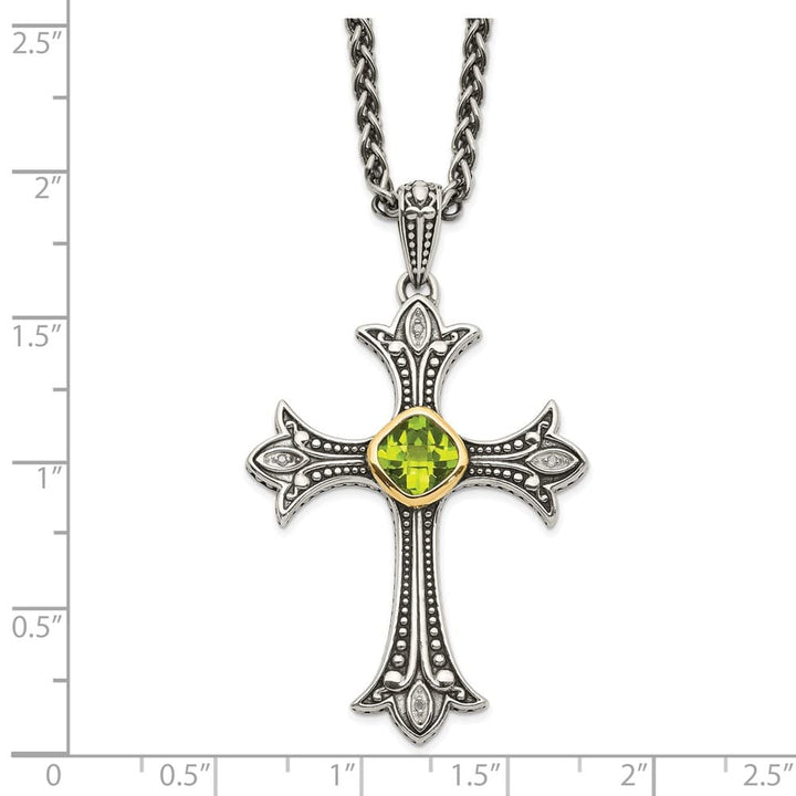 Sterling Silver Diamond and Bezel Peridot 18 inch Necklace