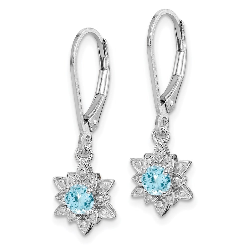 Sterling Silver Diamond and Blue Topaz 28 x 9 mm Earrings, view 2 of 4