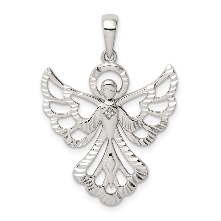 Sterling Silver Diamond and D.C. Angel Pendant