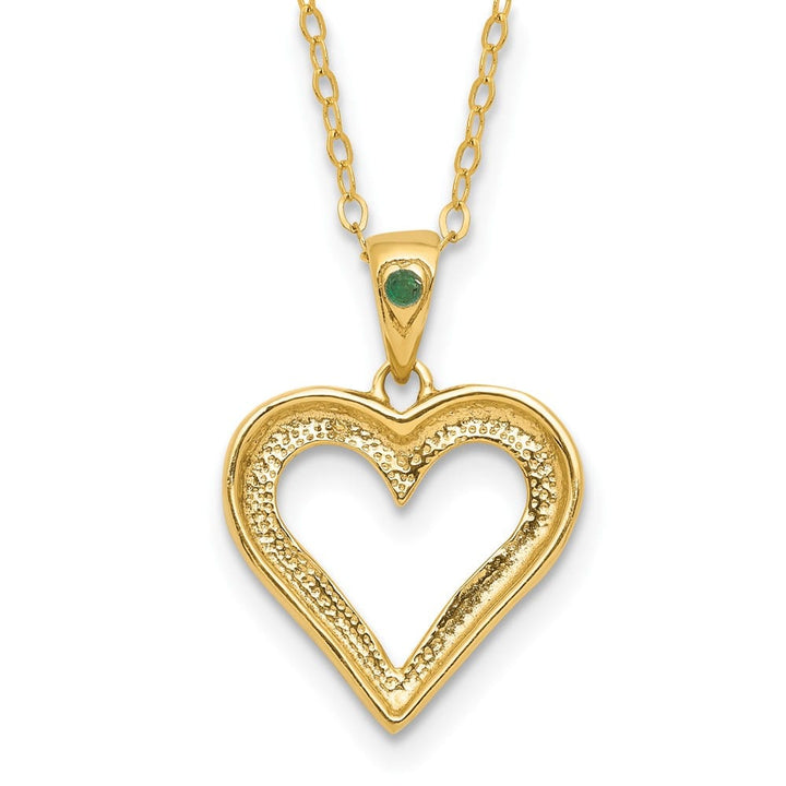 Sterling Silver Diamond and Emerald Heart 18 inch Necklace