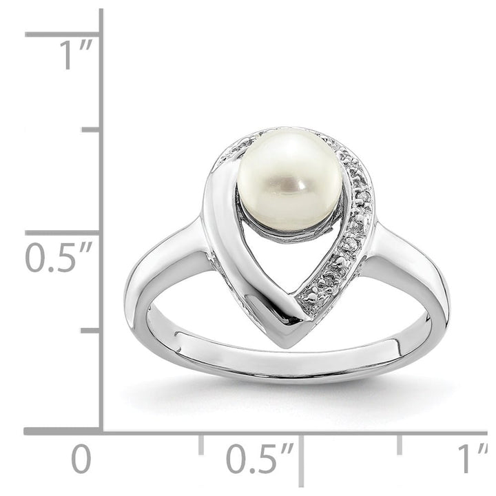 Sterling Silver Diamond and Freshwater Cultured Pearl 6.5 mm Ring