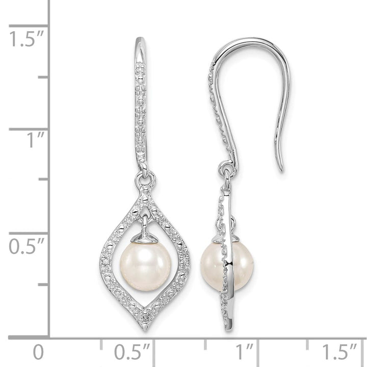Sterling Silver Diamond and FW Cultured Pearl Ear Earrings, view 4 of 4