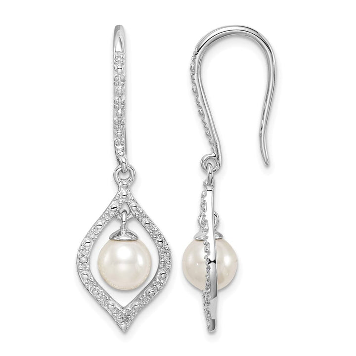 Sterling Silver Diamond and FW Cultured Pearl Ear Earrings, view 1 of 4
