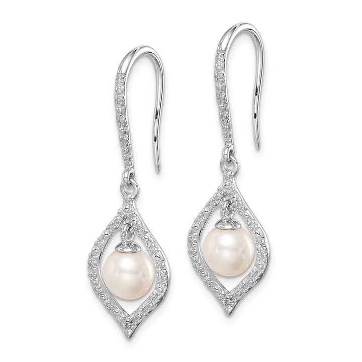 Sterling Silver Diamond and FW Cultured Pearl Ear Earrings, view 2 of 4