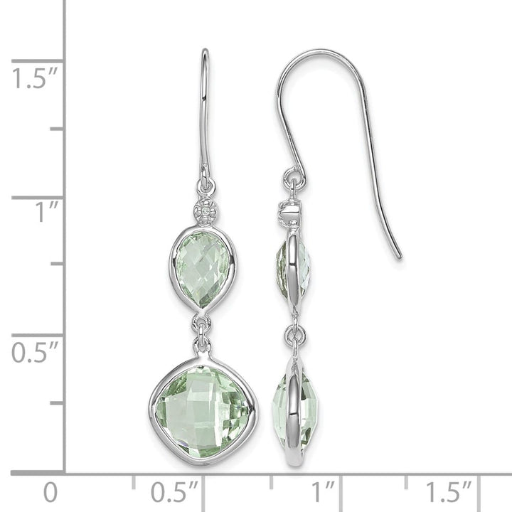Sterling Silver Diamond and Green Quartz Earrings, view 4 of 4