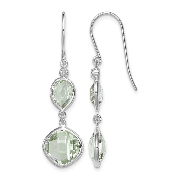 Sterling Silver Diamond and Green Quartz Earrings, view 1 of 4
