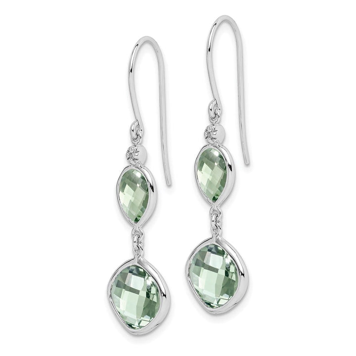 Sterling Silver Diamond and Green Quartz Earrings, view 2 of 4