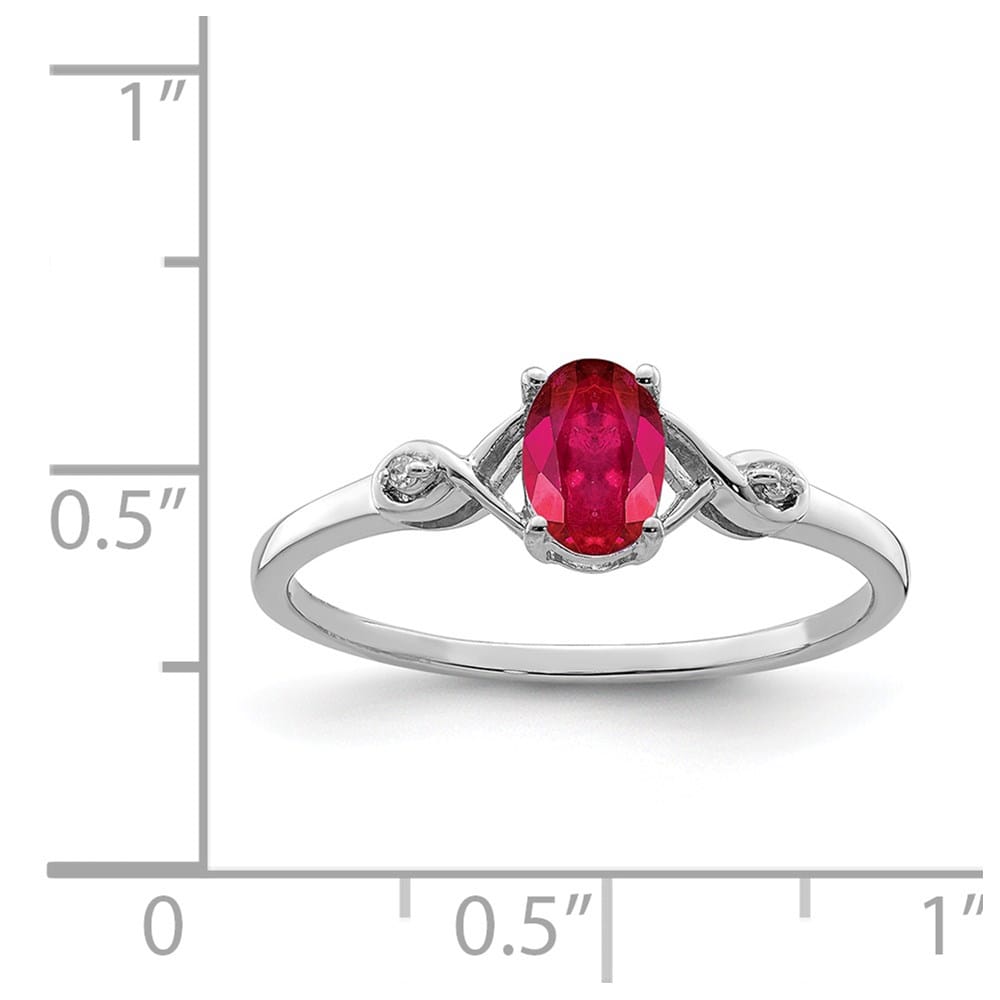 Sterling Silver Diamond and Oval Ruby Ring