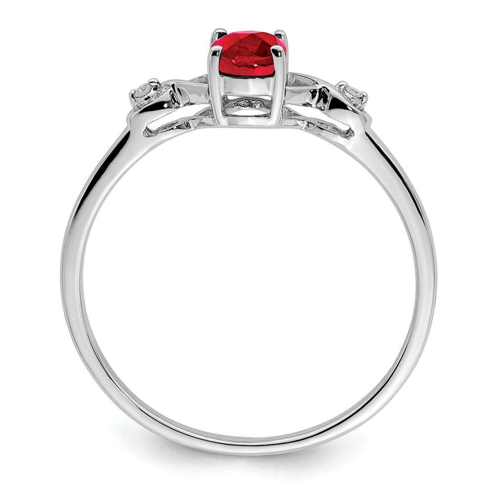 Sterling Silver Diamond and Oval Ruby Ring