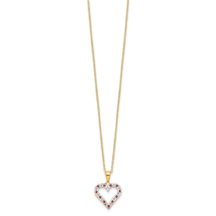 Sterling Silver Diamond and Ruby Heart 18 inch Necklace