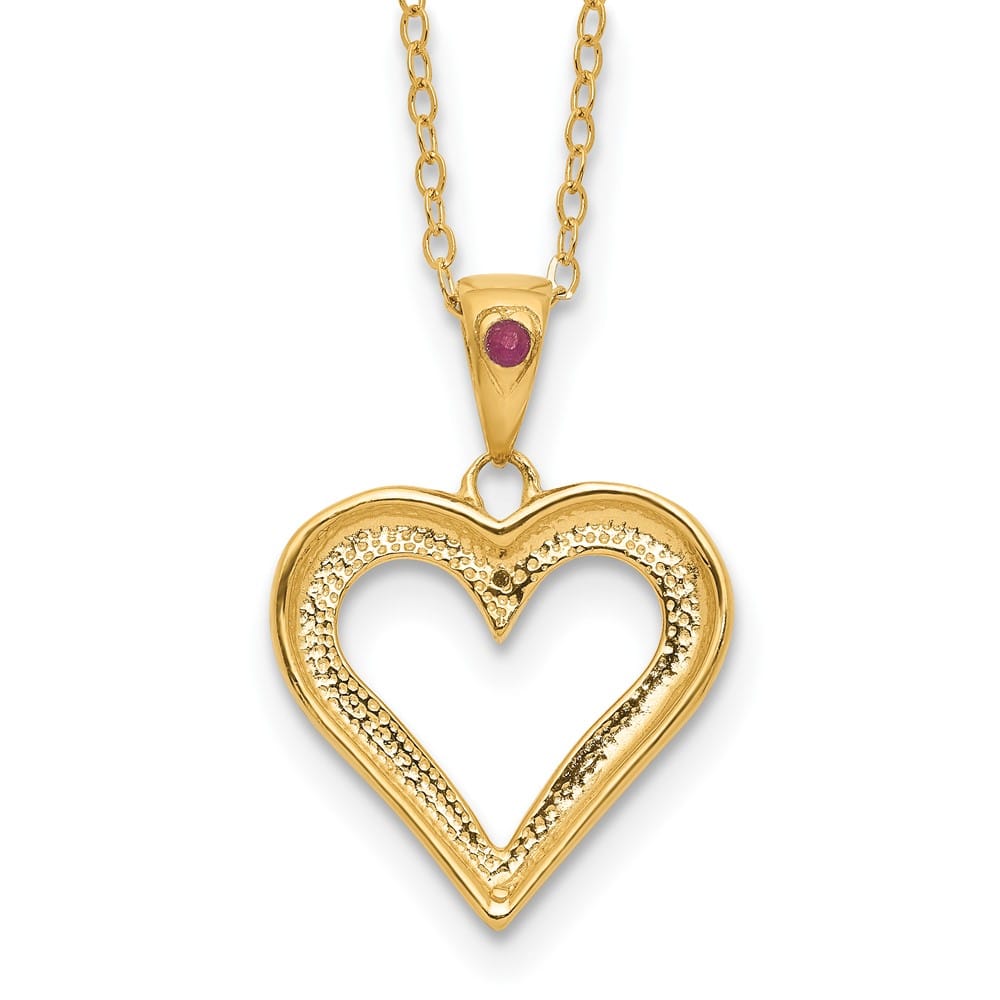 Sterling Silver Diamond and Ruby Heart 18 inch Necklace