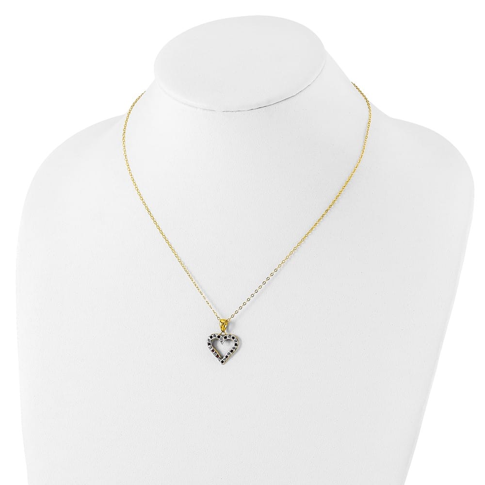 Sterling Silver Diamond and Ruby Heart 18 inch Necklace