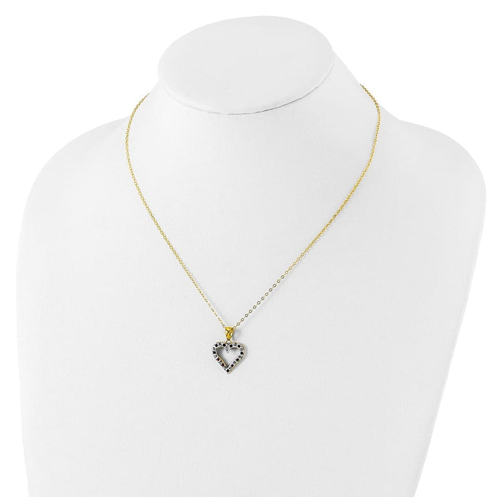 Sterling Silver Diamond and Ruby Heart 18 inch Necklace