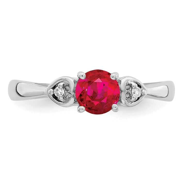 Sterling Silver Diamond and Ruby Ring