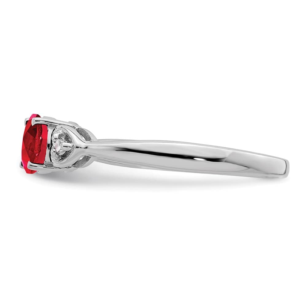 Sterling Silver Diamond and Ruby Ring
