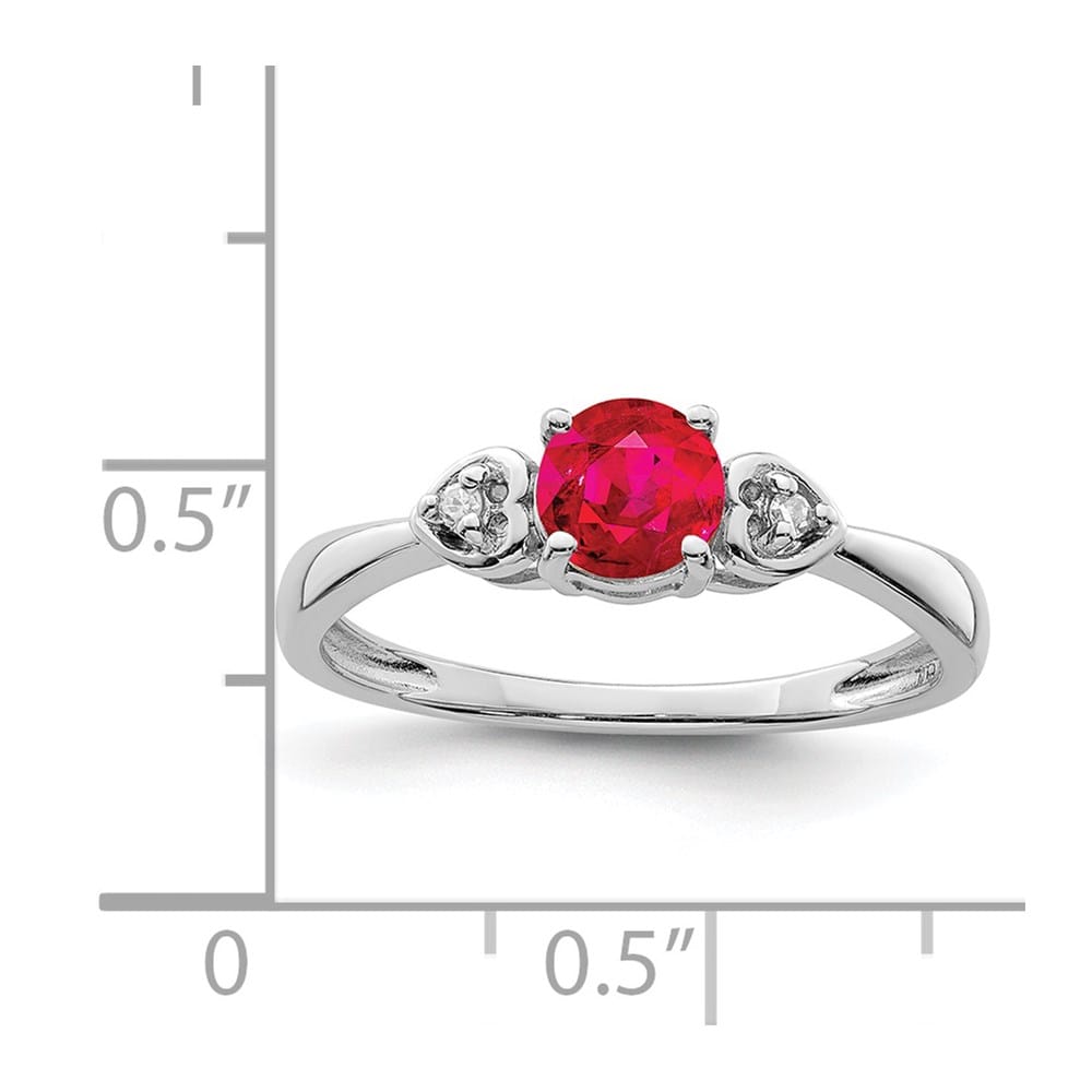 Sterling Silver Diamond and Ruby Ring