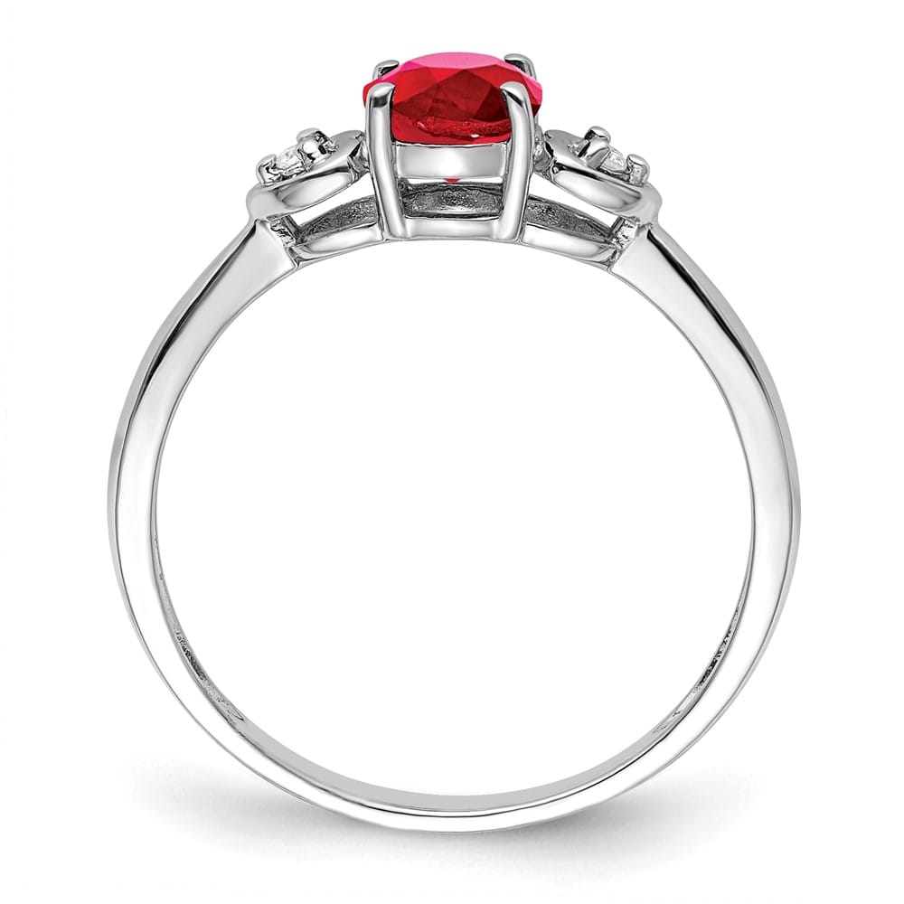 Sterling Silver Diamond and Ruby Ring